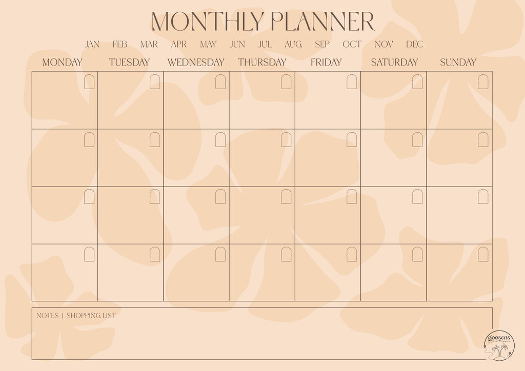 Coral Monthly Planner