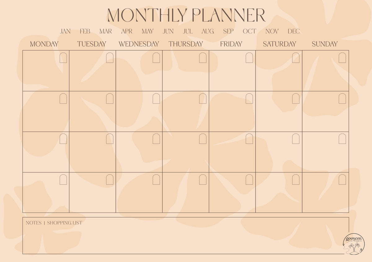 Coral Monthly Planner