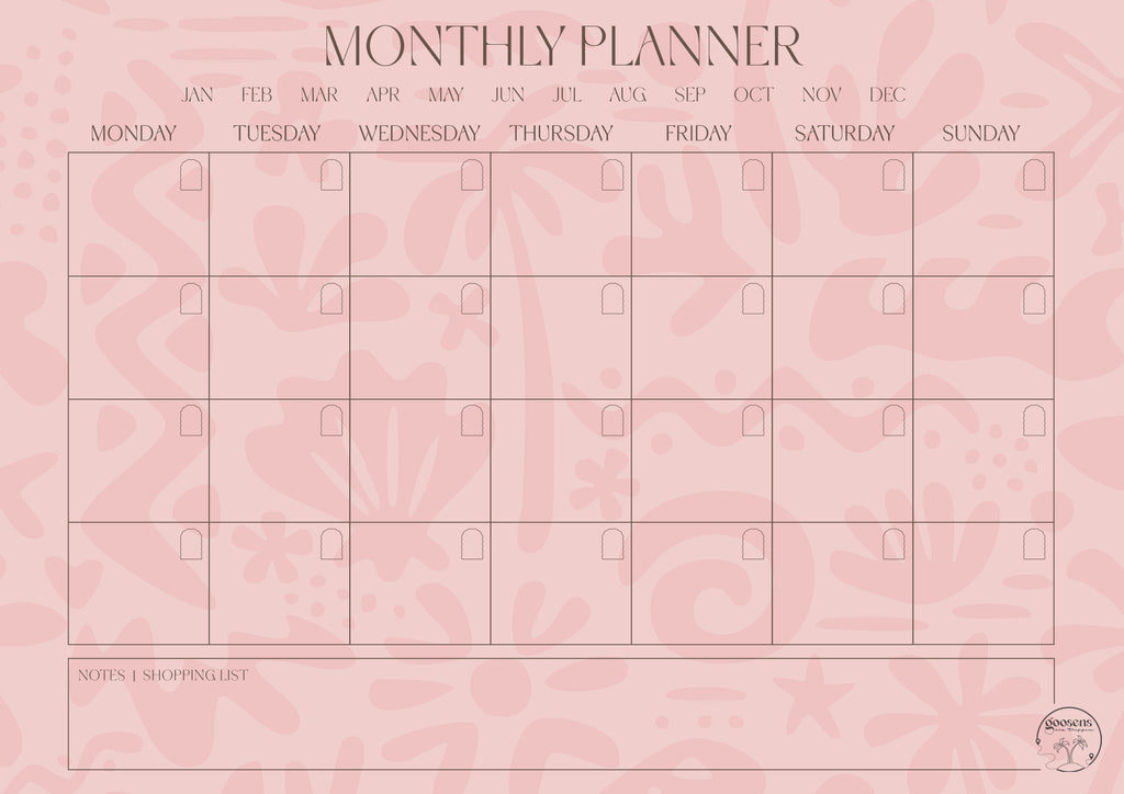 Sunset Pink Monthly Planner