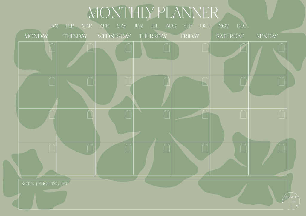 Sea Glass Monthly Planner