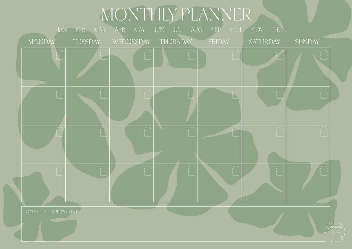 Sea Glass Monthly Planner